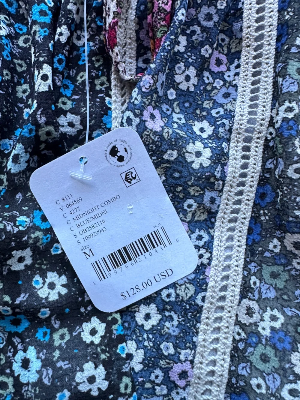NWT Free People Costa Printed Tank in Midnight Combo